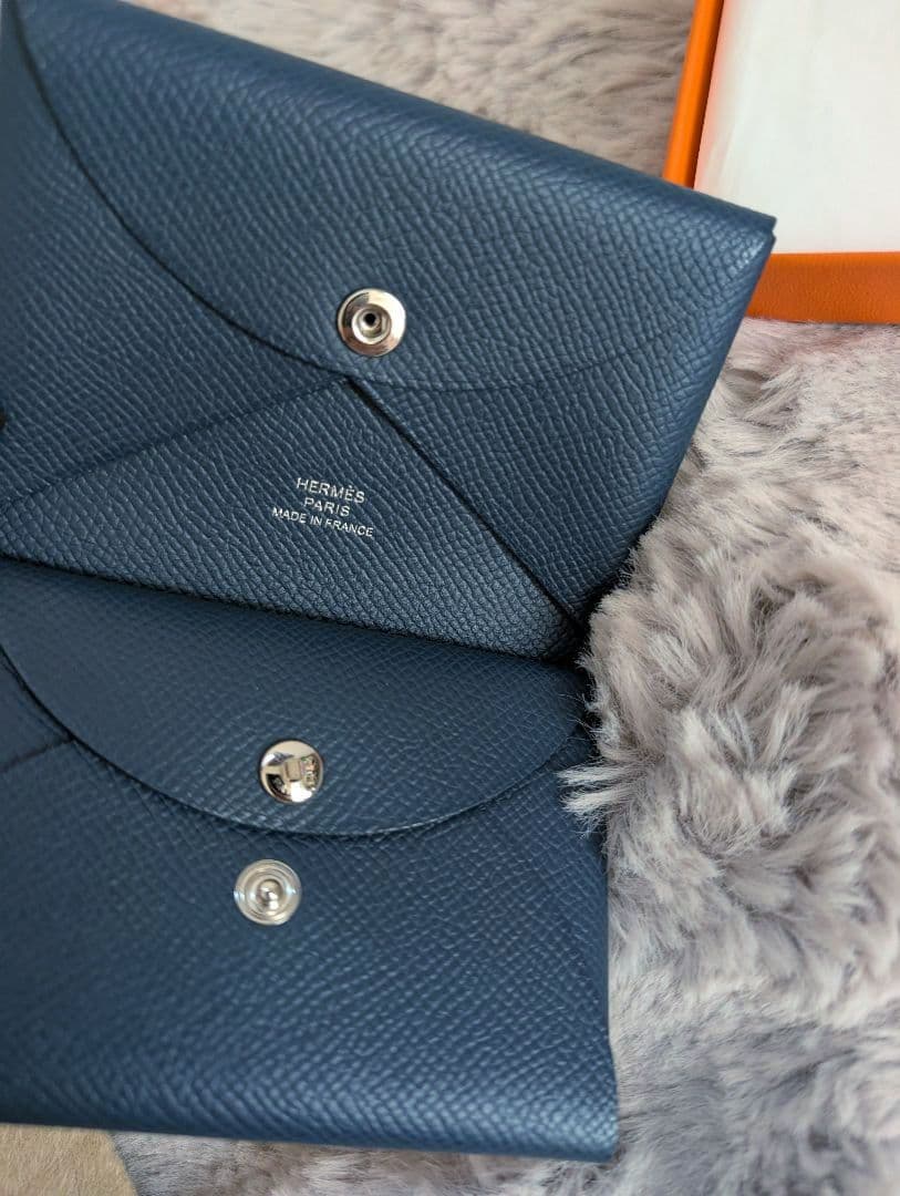 美品 エルメス カルヴィ デュオ エプソン ネイビー2024年製