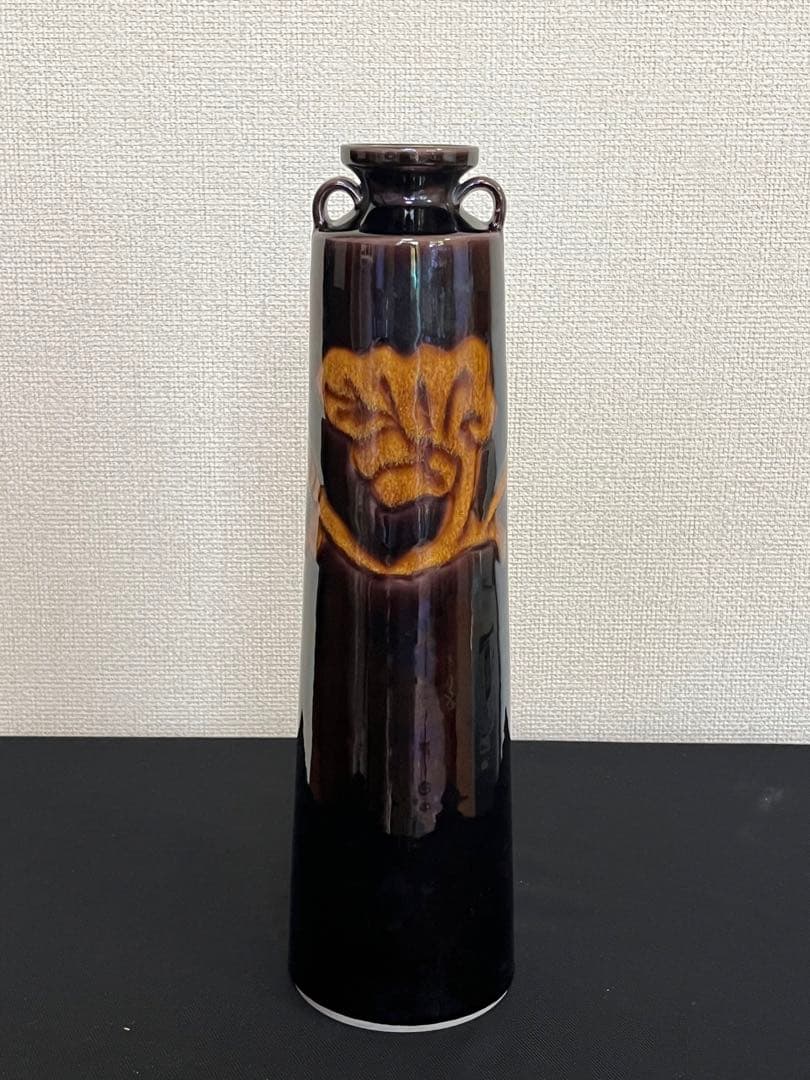 2代目 徳田八十吉  深厚燿変 耳付き 華生 T124 共箱 陶歴付