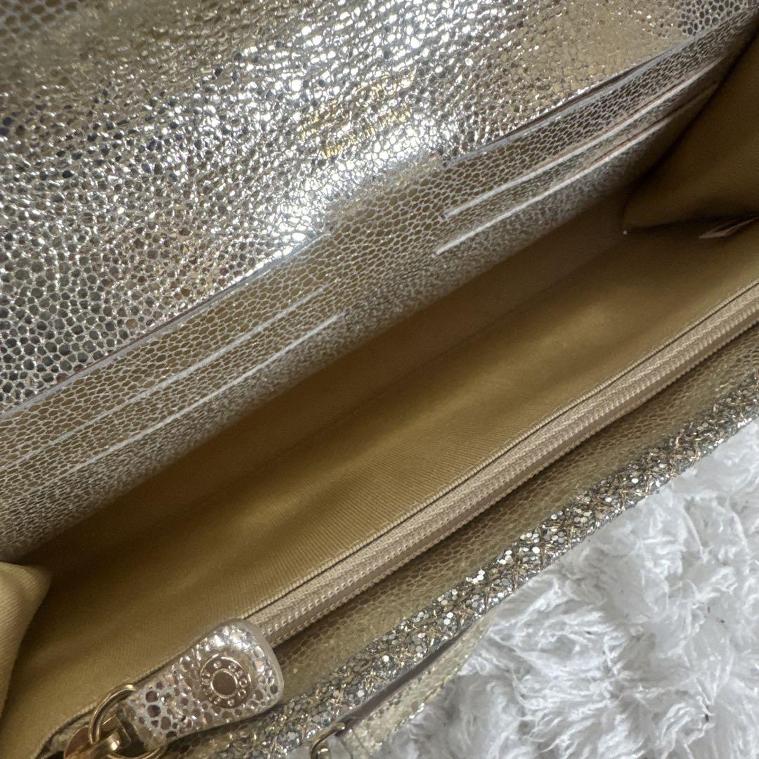 JIMMY CHOO シルバー ゴールド　パーティーバッグ　2way ラメ