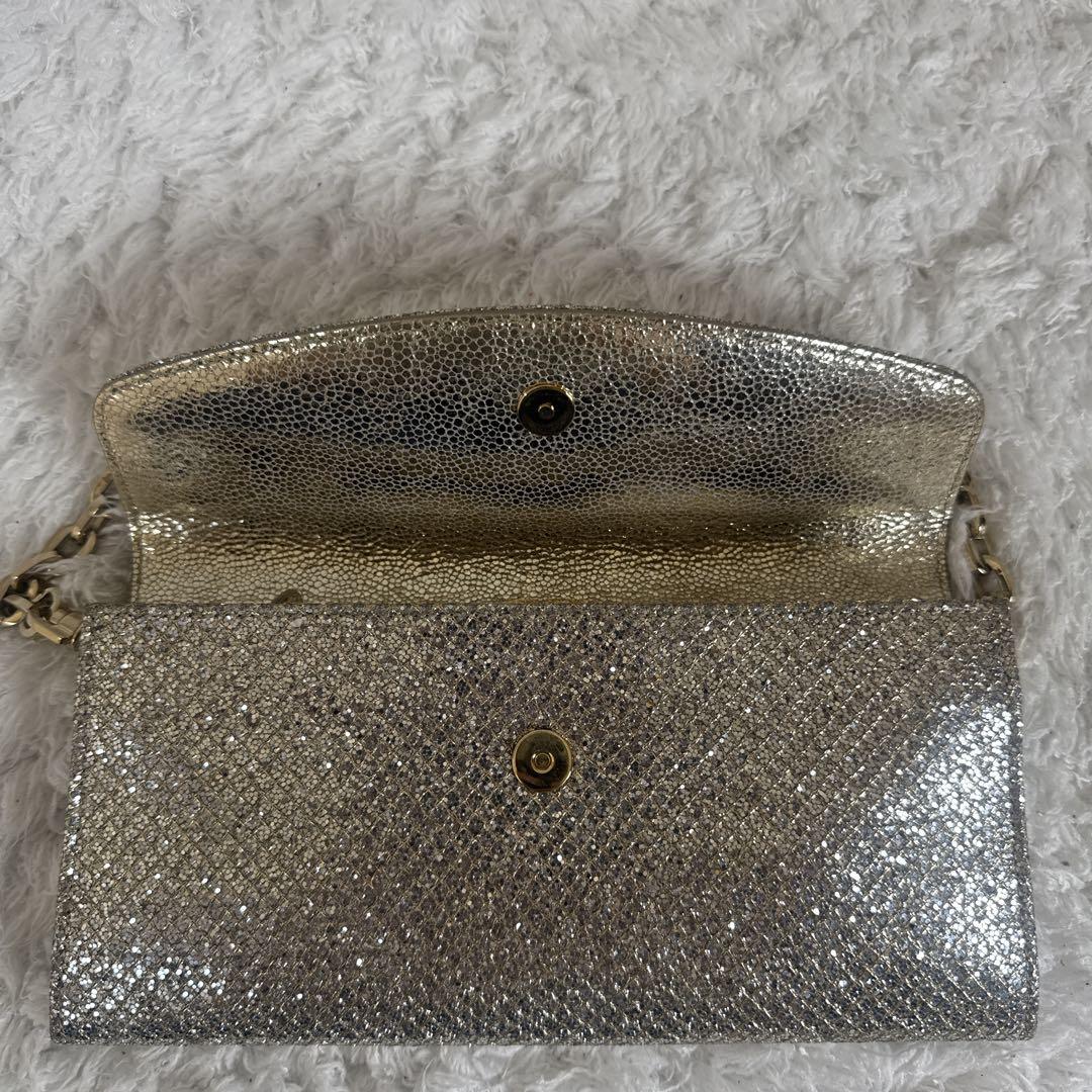 JIMMY CHOO シルバー ゴールド　パーティーバッグ　2way ラメ
