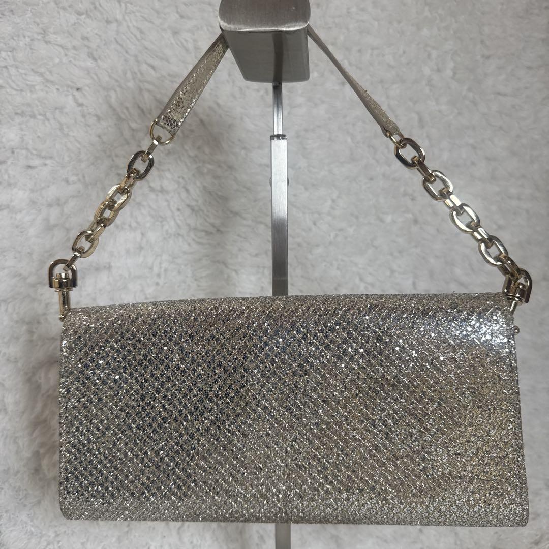 JIMMY CHOO シルバー ゴールド　パーティーバッグ　2way ラメ