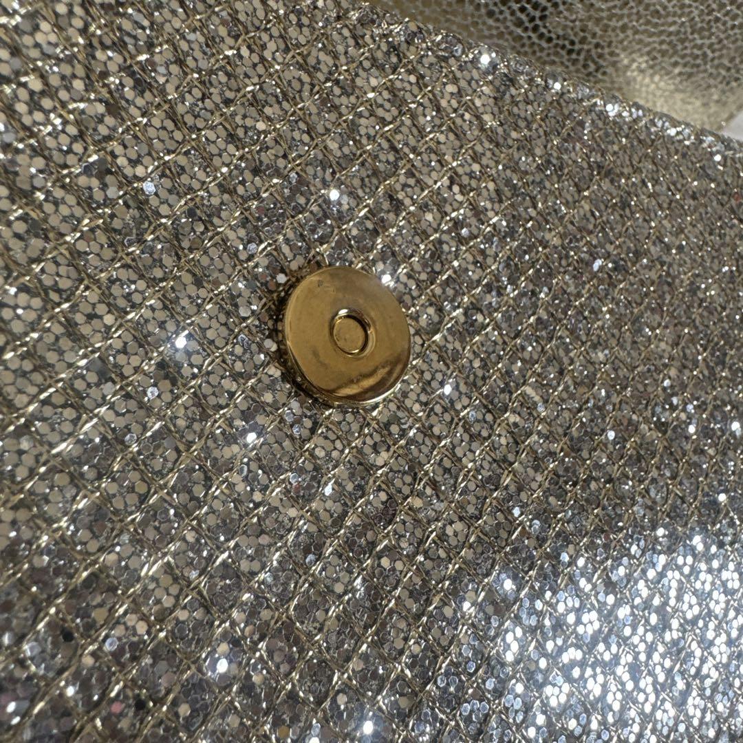 JIMMY CHOO シルバー ゴールド　パーティーバッグ　2way ラメ
