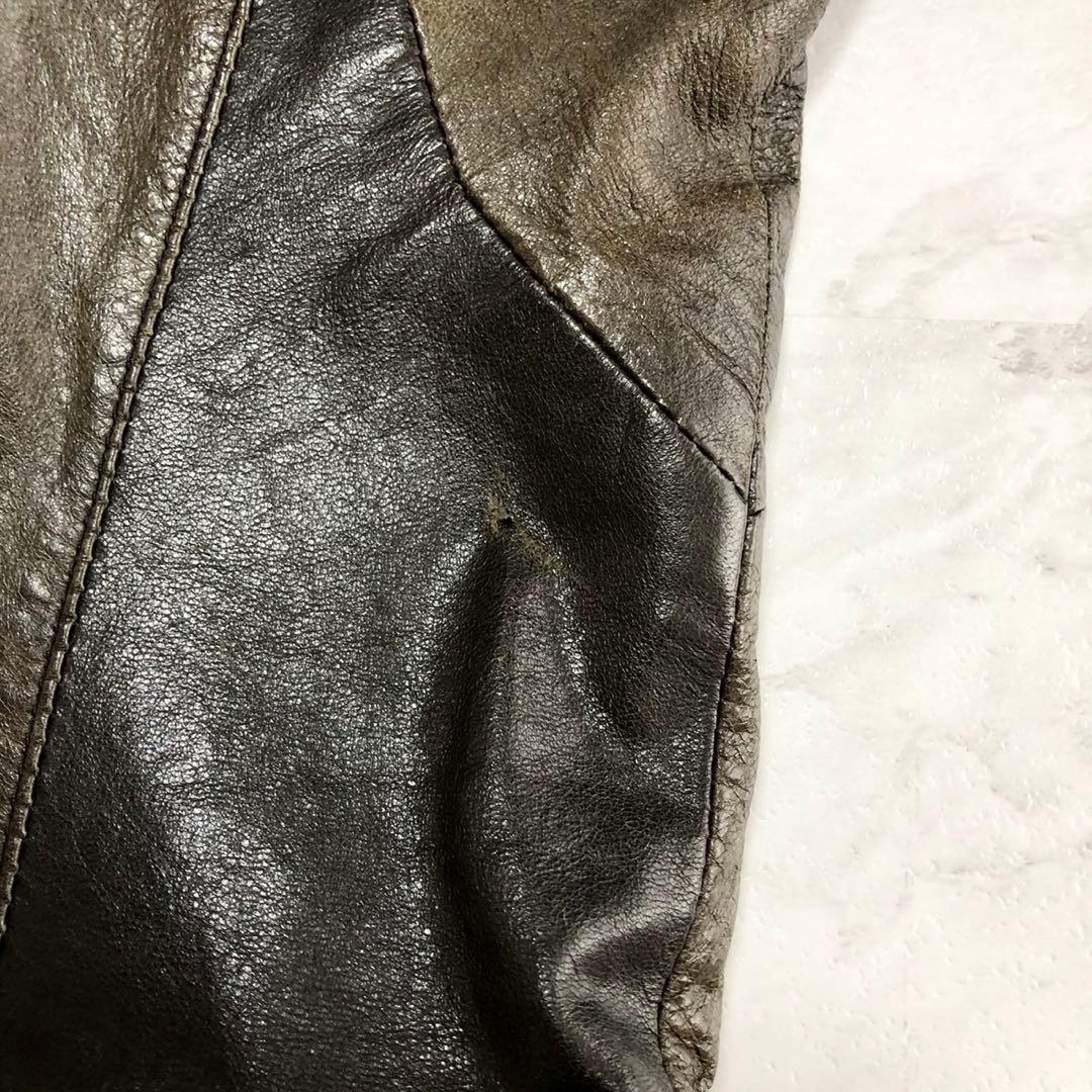 【希少】 EKAM 変形 ライダースジャケット ダブルジップ カーキ S