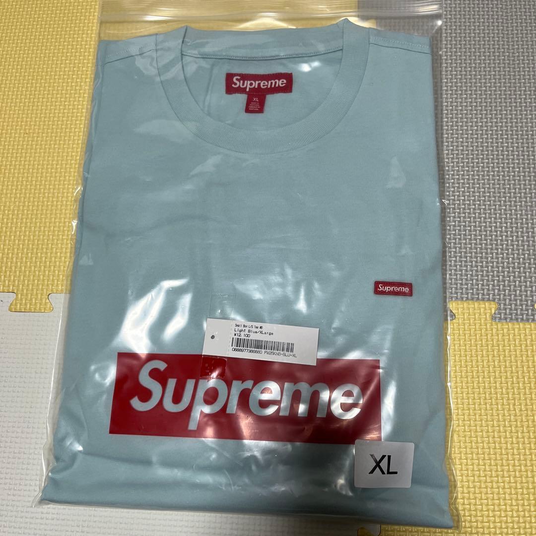Supreme Small Box L/S Tee ライトブルー XL