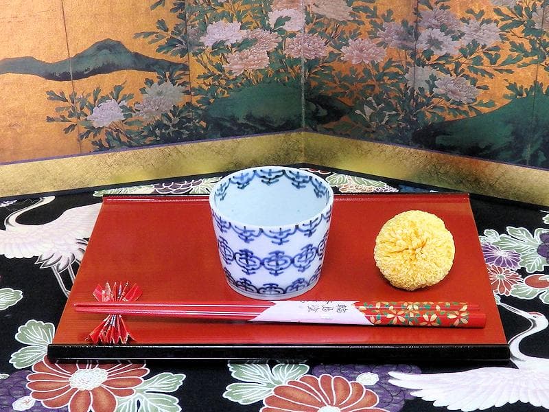 古伊万里　染付　瓔珞紋の図　蕎麦猪口　E695AS-CUo