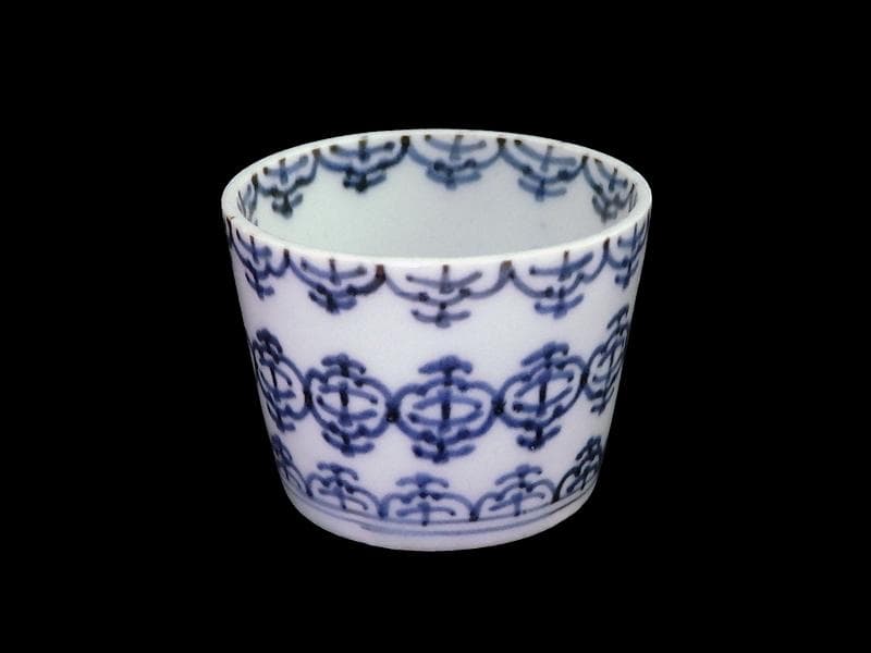 古伊万里　染付　瓔珞紋の図　蕎麦猪口　E695AS-CUo