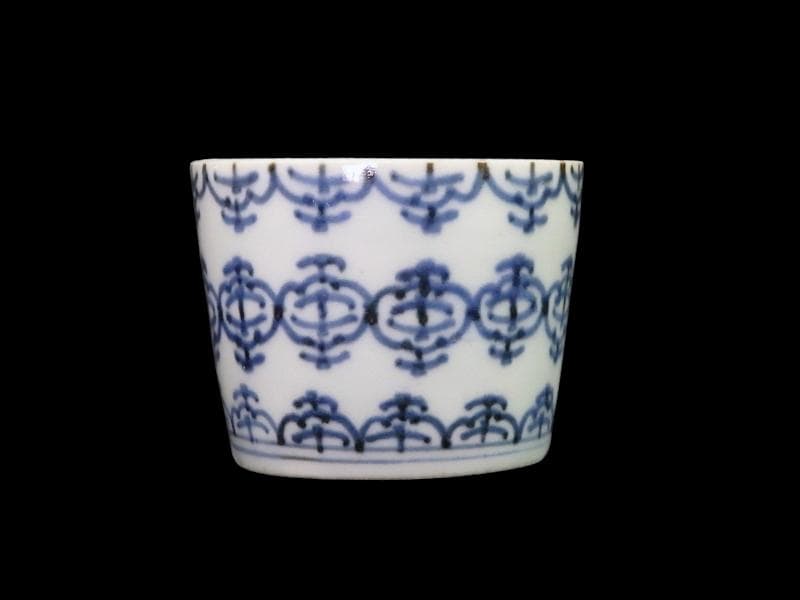 古伊万里　染付　瓔珞紋の図　蕎麦猪口　E695AS-CUo