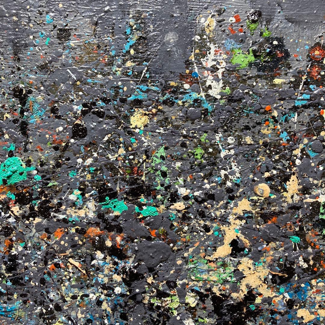 ジャクソン ポロック風抽象画　作者不詳　額43×52絵32×41cmF6サイス