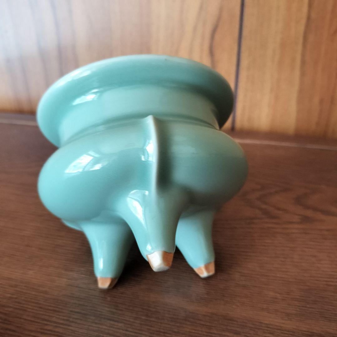 青磁 香炉 純銀火屋 三足香炉 銀火屋