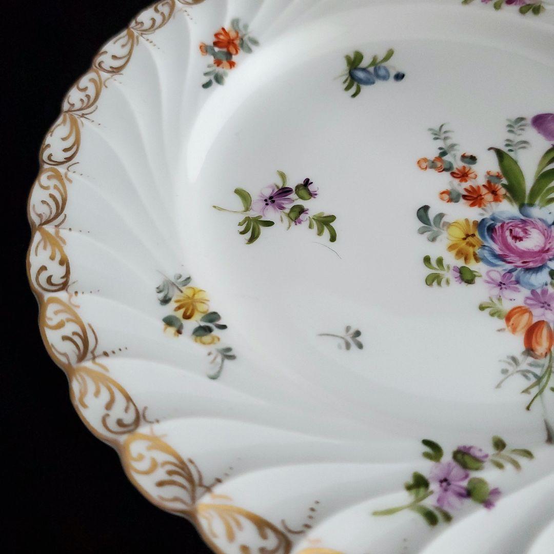 19世紀 ドレスデン(独)手描きの絵皿 2枚組 19cm