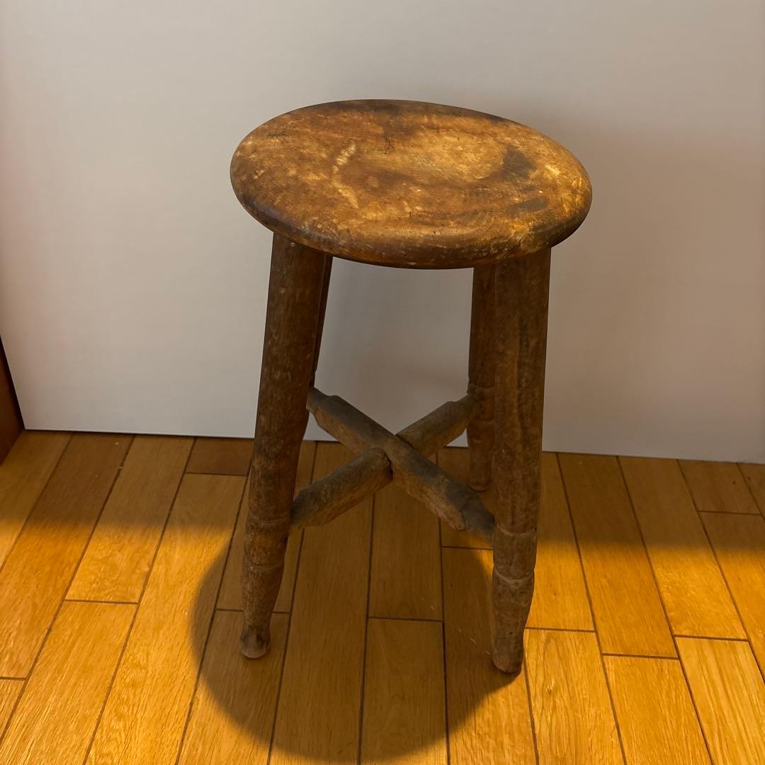 昭和 レトロ アンティーク スツール 丸椅子　木製　古家具　古道具　花台 飾台