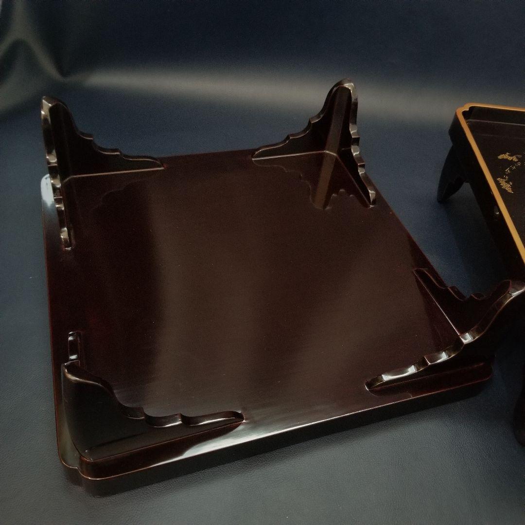 能登輪島塗　時代漆塗 膳 黒地 萩金蒔絵金　漆器　お膳　2客