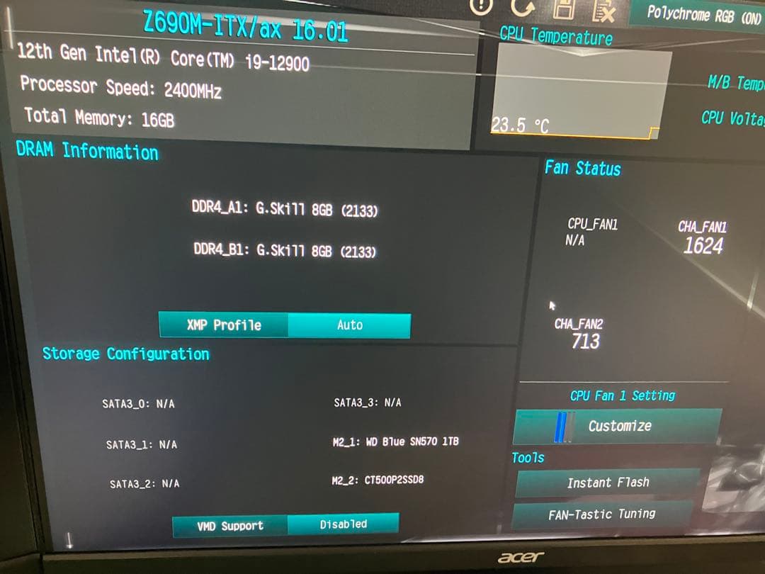 ASRock Z690itx i9-12900 メモリ16gb ssd