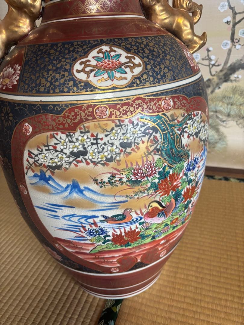 【九谷焼陶正造‼️】大花瓶　大壷　飾壷花瓶 花器 骨董品 飾壺 置物 壺 古美術品