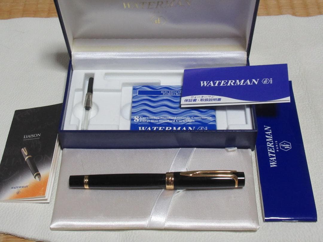 未使用近絶版’90年定価6.6万◆ウォーターマン リエゾン 黒 ペン先18K F