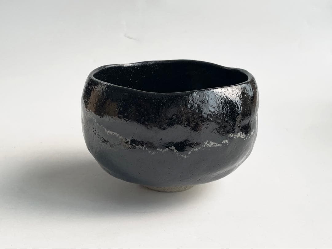 陶芸家　永興紹道　白幕釉　黒茶碗　黒楽茶碗　鵬雲斎書付　共箱　元値60万円以上