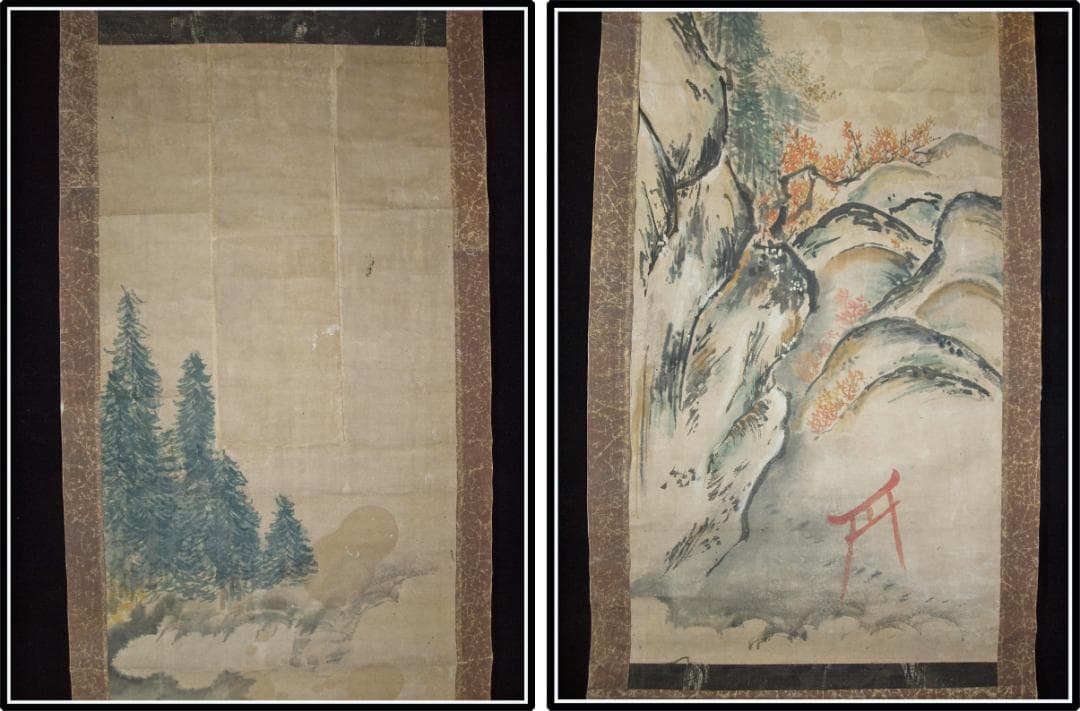 時代の掛軸　肉筆保証　　日本　中国古董品骨美術 X1058C15-1