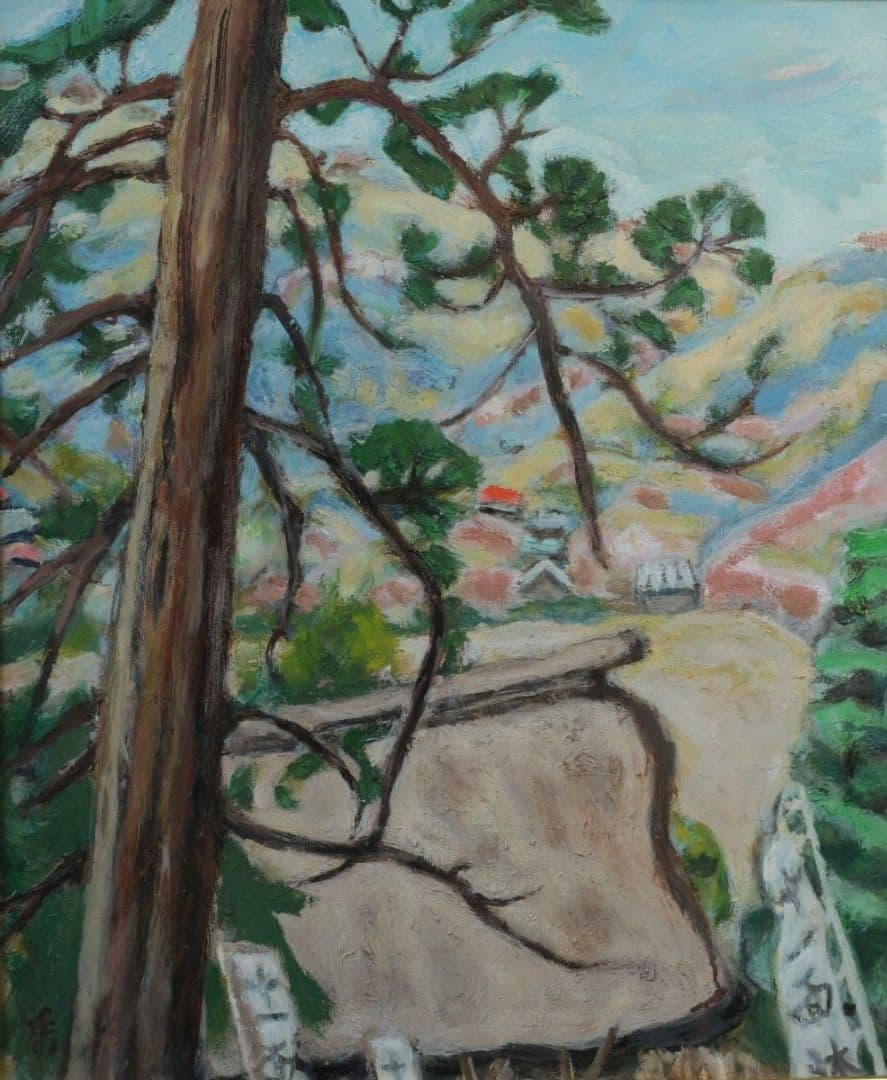 鎌倉杉本寺風景 Ｆ８(１９８９年)／安宅乕雄 (油彩)