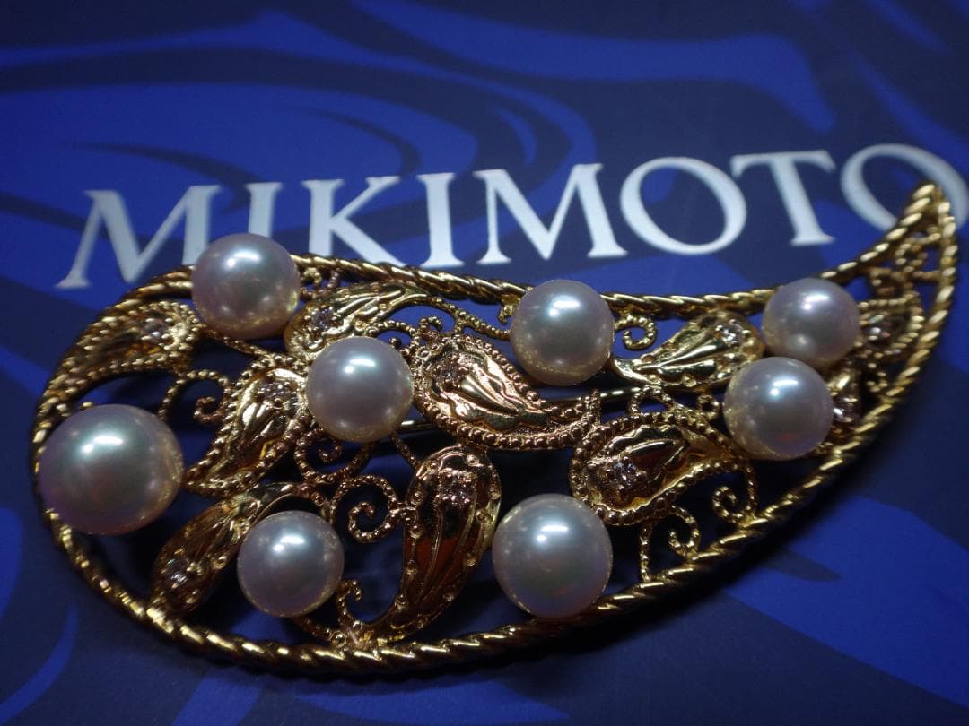 ミキモト MIKIMOTO ダイヤ＆K18＆パールブローチ