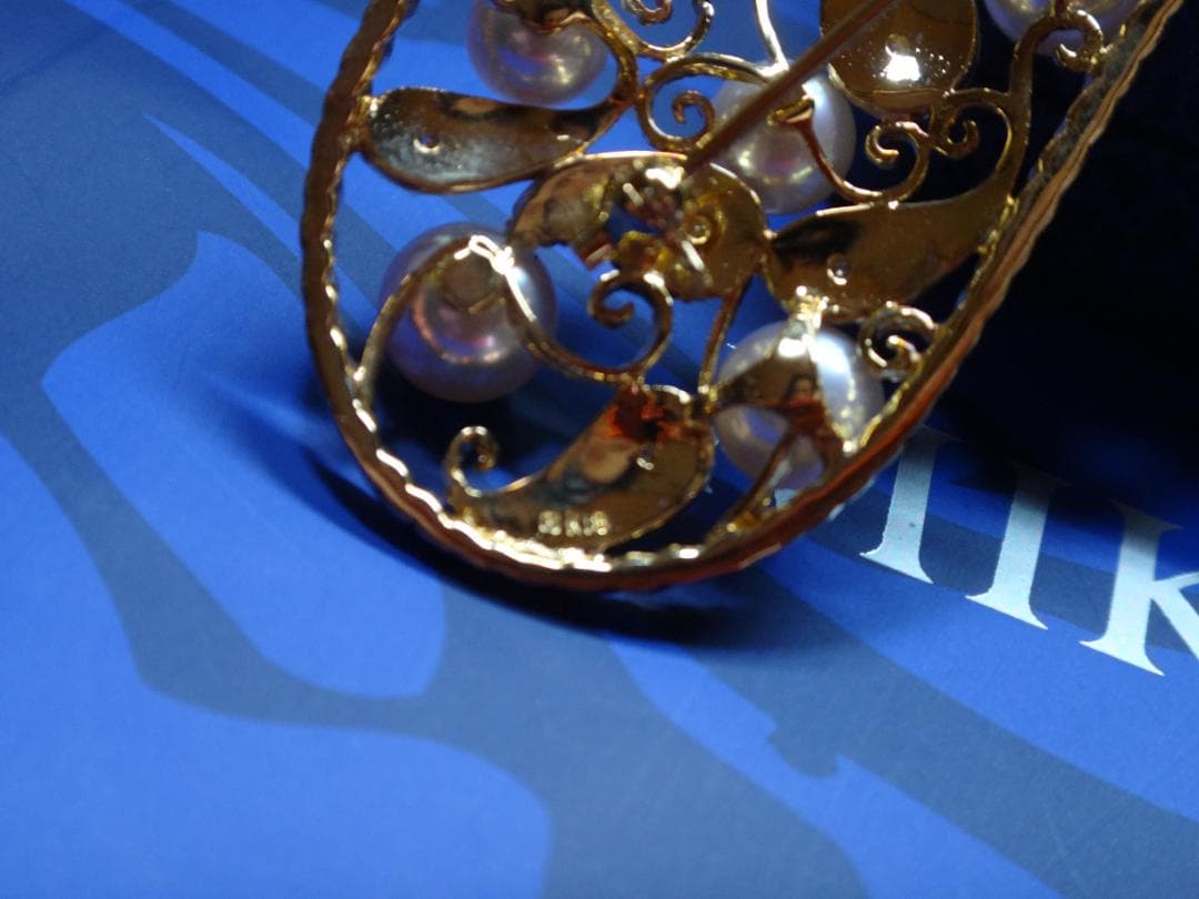 ミキモト MIKIMOTO ダイヤ＆K18＆パールブローチ