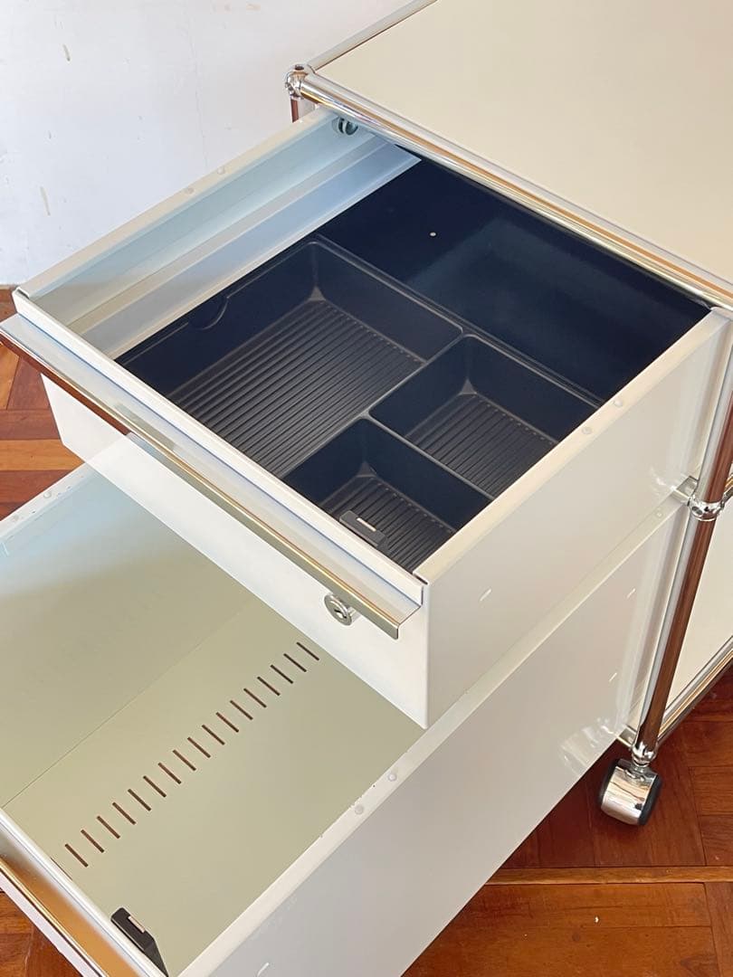 USM ハラー システム 2段 ロールボーイ ピュアホワイト デスク ワゴン 2