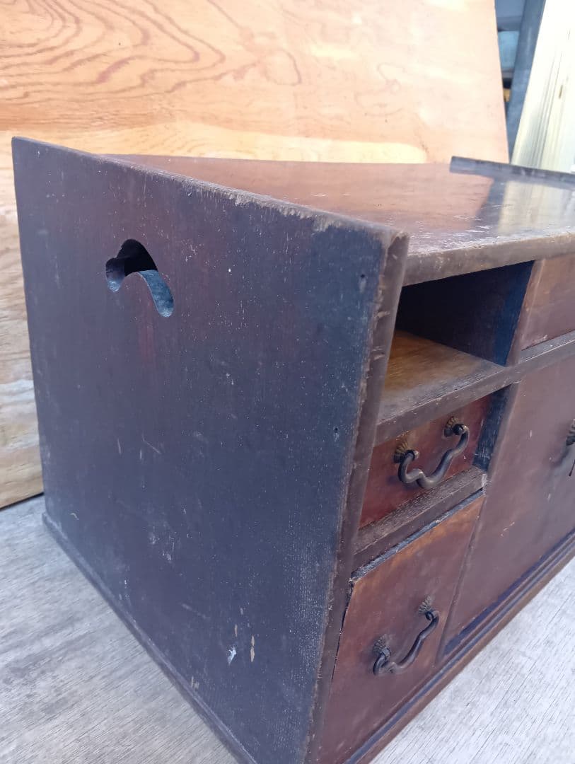 木製ダークブラウン箪笥 6引き出し