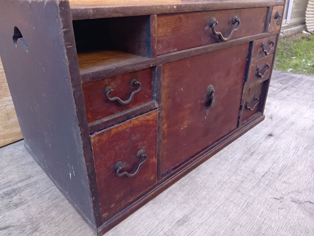 木製ダークブラウン箪笥 6引き出し