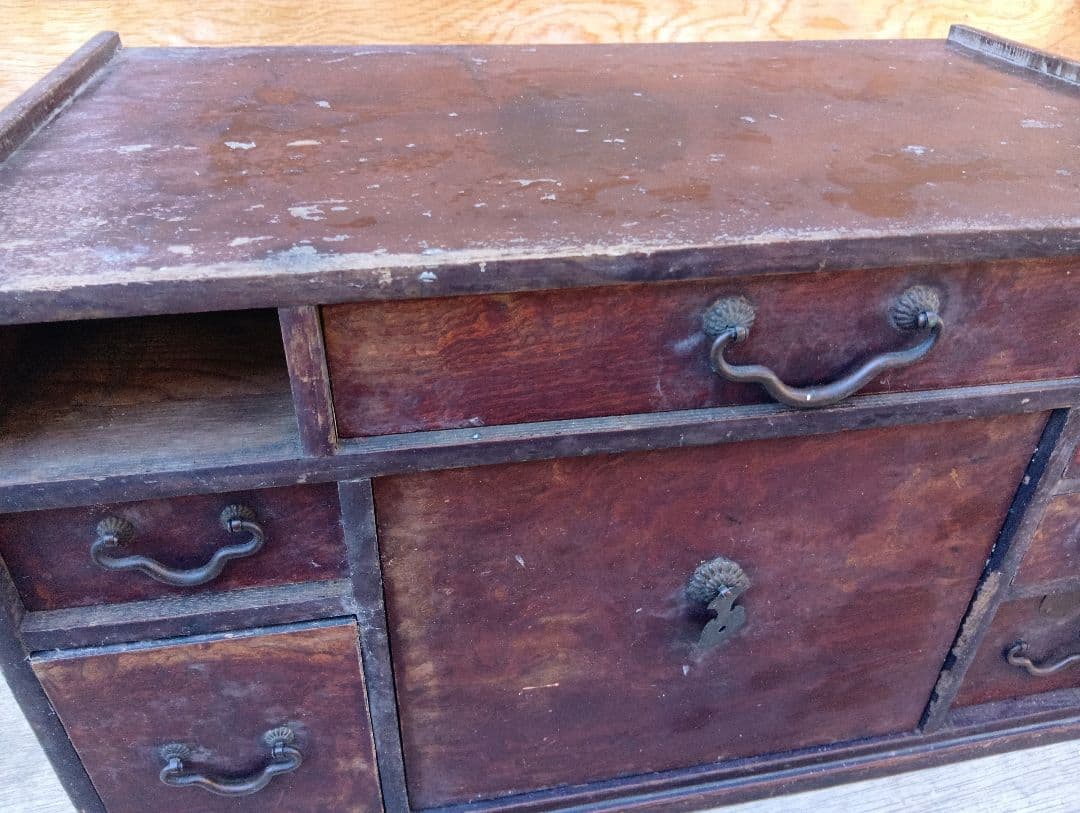 木製ダークブラウン箪笥 6引き出し