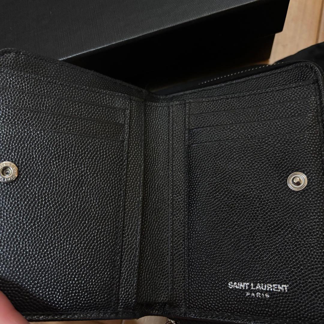 サンローラン　コンパクトフルジップウォレット　シルバー