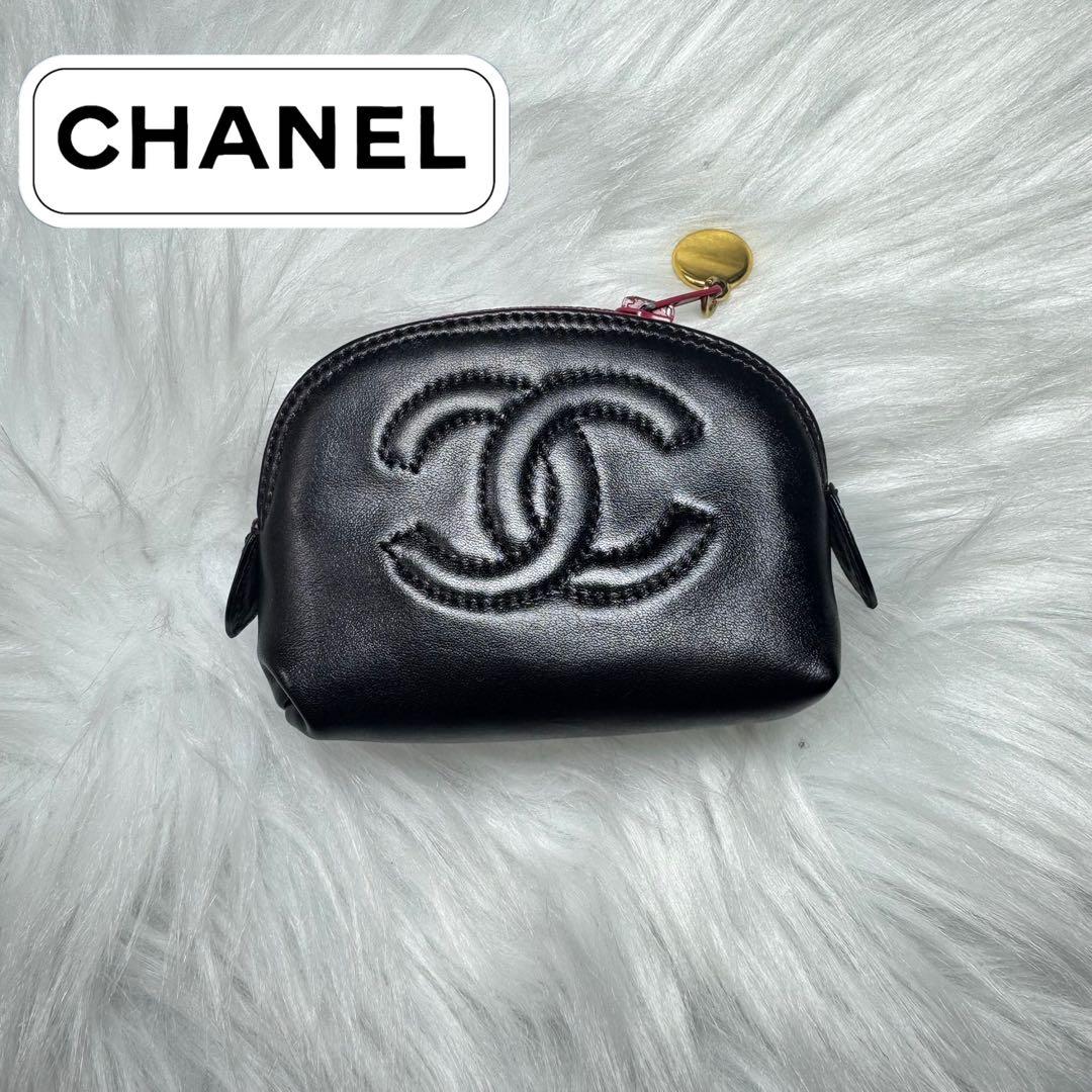 CHANEL シャネル　ケース　ポーチ　レザー　ブラック　黒　ビンテージ