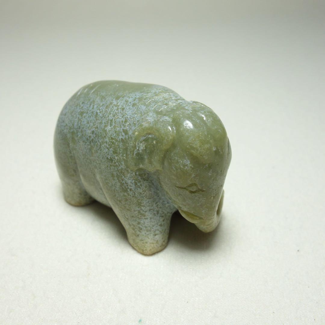 置物 彫刻 漢時代 和田玉 大象把件　中国美術・古美術・玉器　C1A113