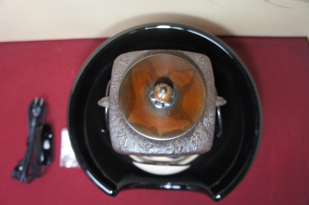 ☆ 未使用 創巧野々田 真塗風炉(紅鉢型)400w電熱器 四方釜他 送料込み