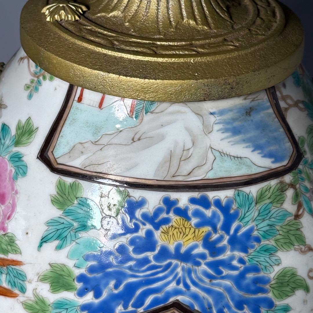 明治時代　肥碟山信甫造　ランプスタンド　高さ57cm　名品　有田焼　里帰り品