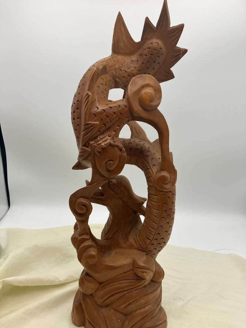 龍神 木彫り 龍の干支 置き物 龍 開運　和風置物 ドラゴン　約45cm 竜