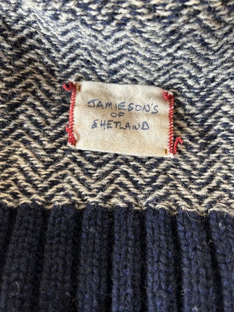 24AW 45Rシェットランドヘリンボンのニット帽 ネイビー系