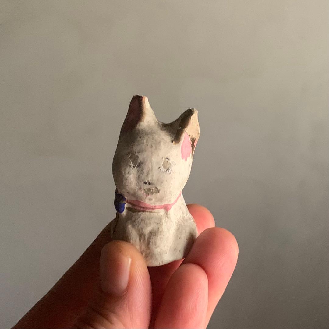 古い 土人形 猫 民芸 古道具 アンティーク 練り人形？