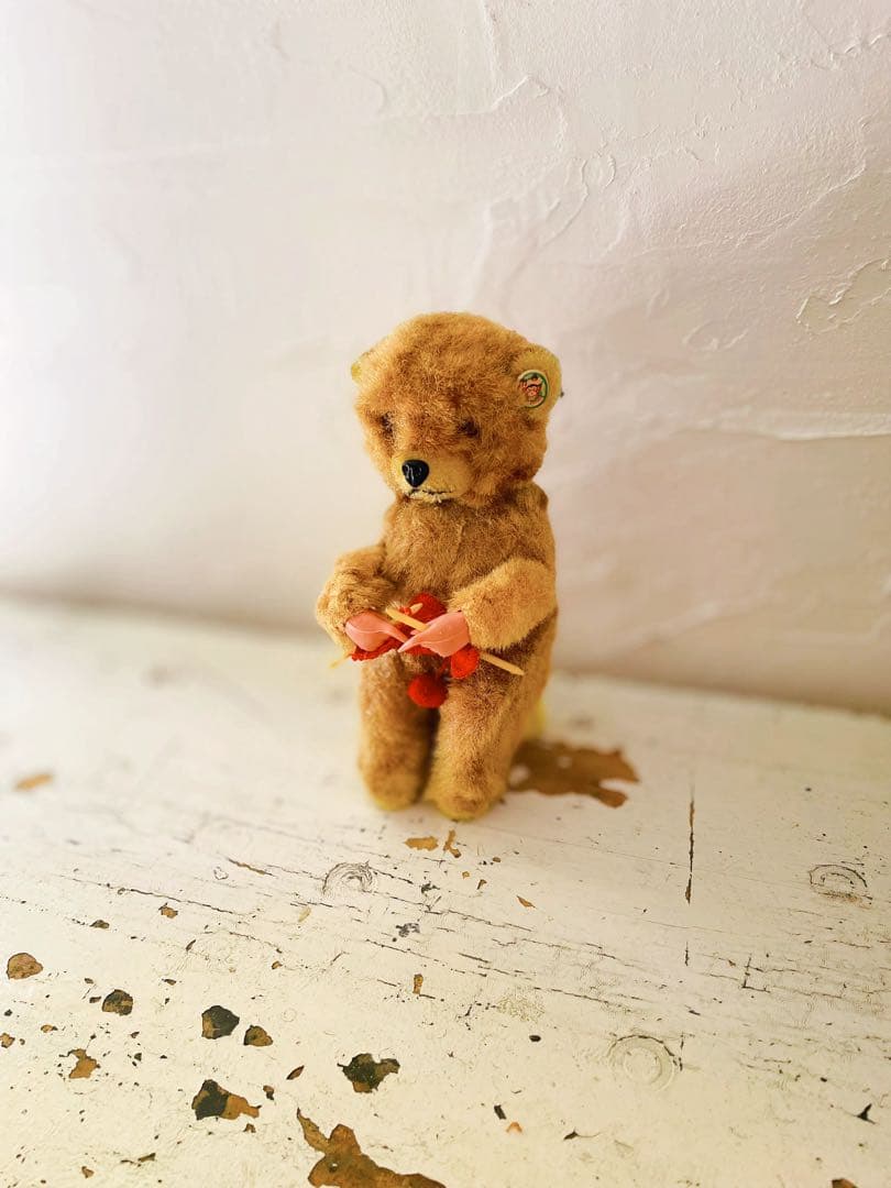 † † † ヴィンテージ ゼンマイ 編み物ベア　アンティークベア † † †