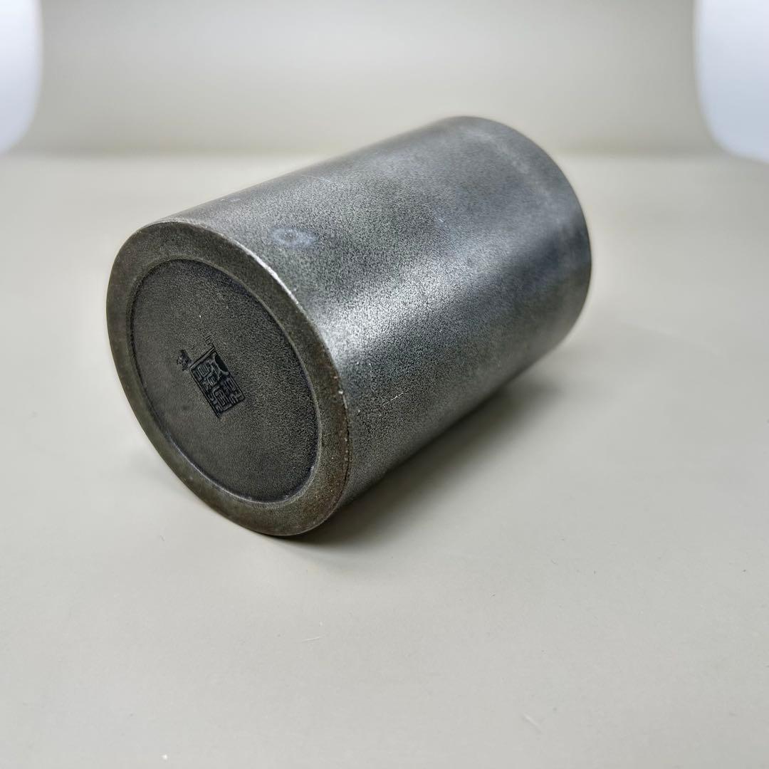 A001龍文堂 純錫 茶筒 茶入れ　茶道具　約284g