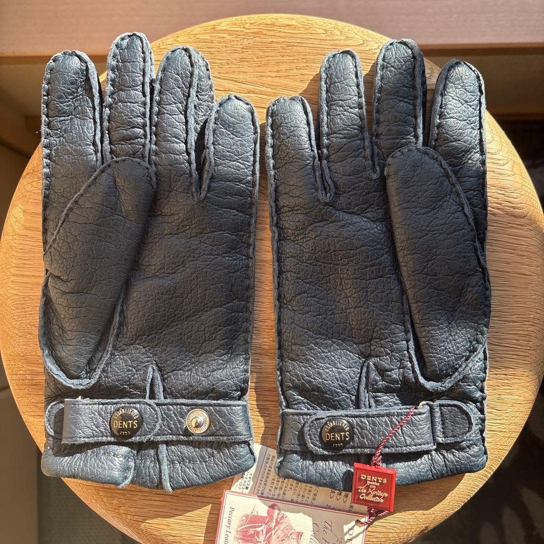 え*の様 DENTS navy ペッカリー　size8 バックル付き イギリス製