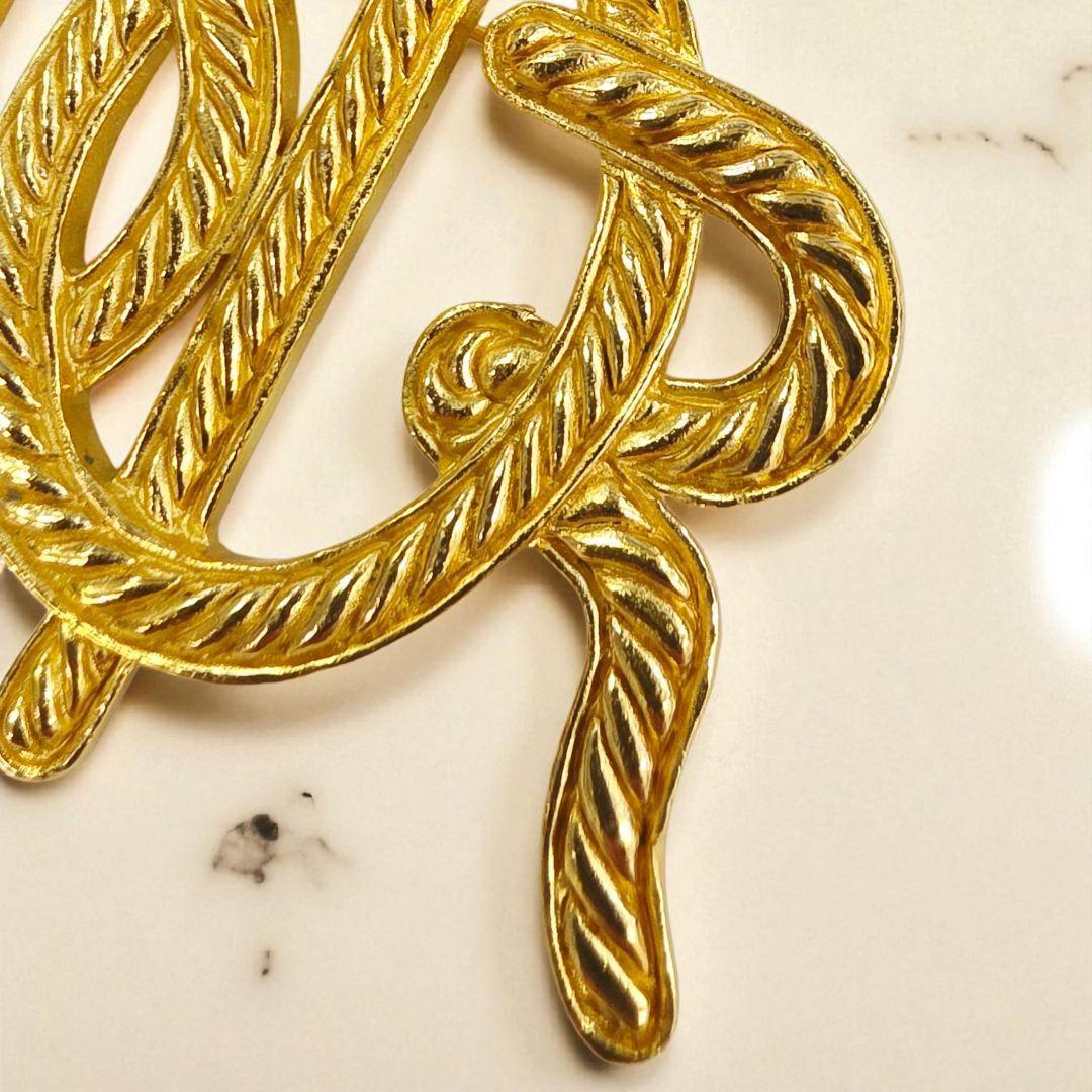 Christian Dior ディオール ロープ ロゴ ゴールド ブローチ