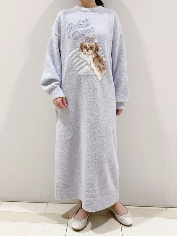 新品タグ付♥️ジェラピケ シーズージャガードワンピース BLU　ジェラートピケ