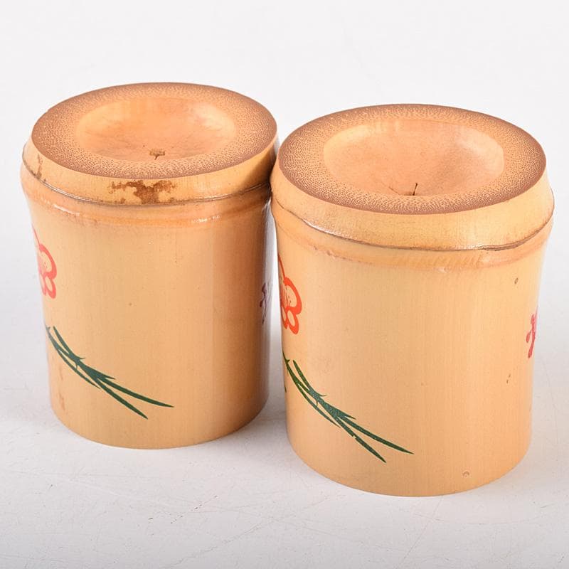 茶道具　黒田正玄作　松竹梅蒔絵　竹蓋置　一双　淡々斎極め箱　M　R8489