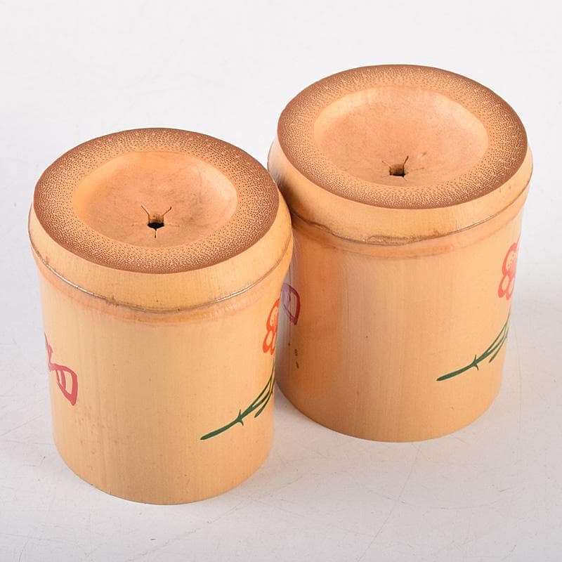 茶道具　黒田正玄作　松竹梅蒔絵　竹蓋置　一双　淡々斎極め箱　M　R8489