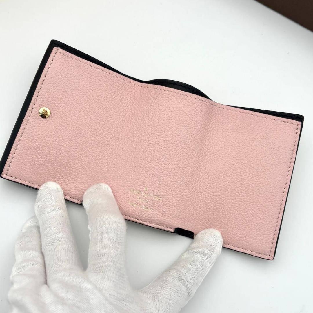ルイヴィトン ポルトフォイユ ロックミニ コンパクト 財布 三つ折り ピンク 黒