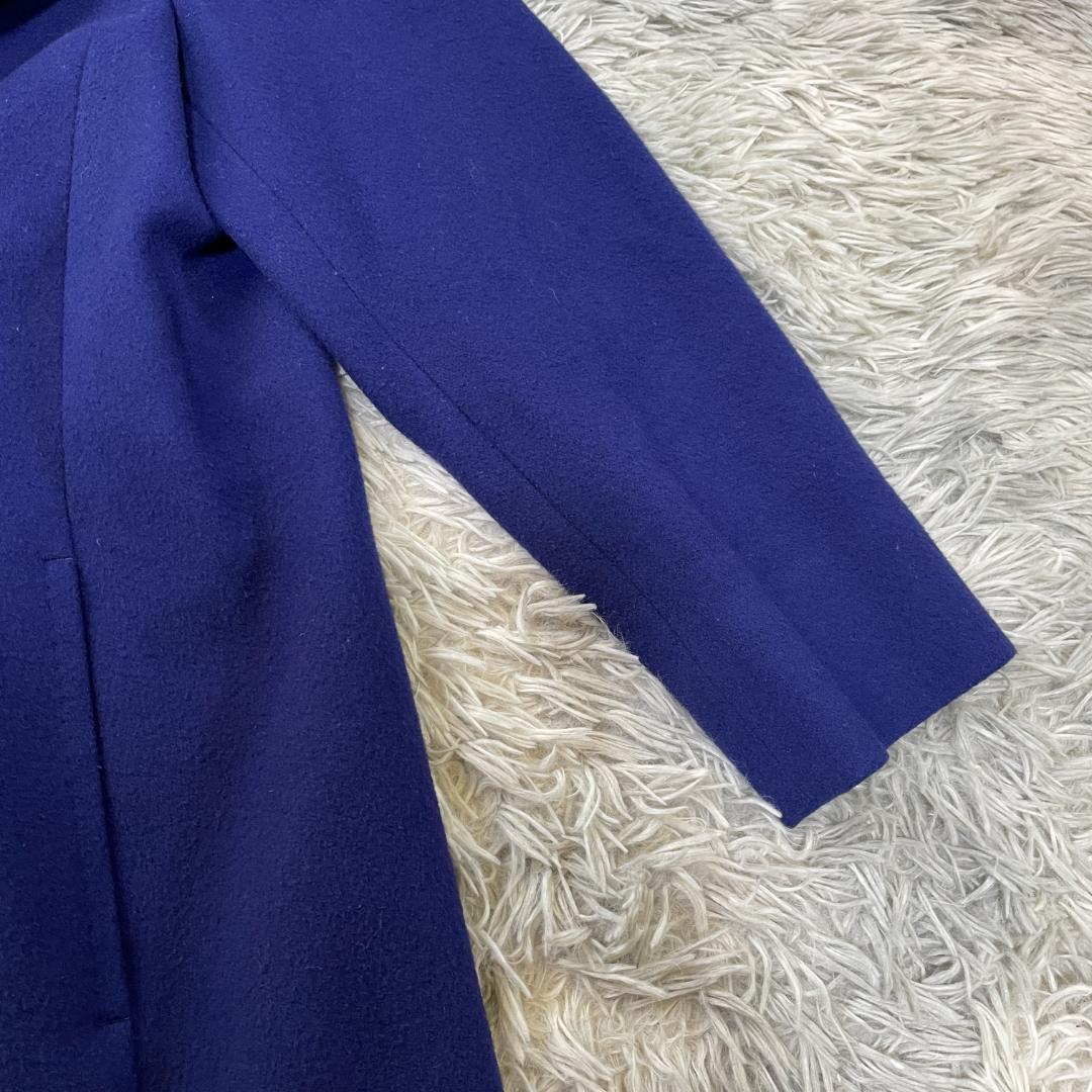 専用大きいサイズ XL 23区 ウール100 フード付きロングコート ロイヤルブ