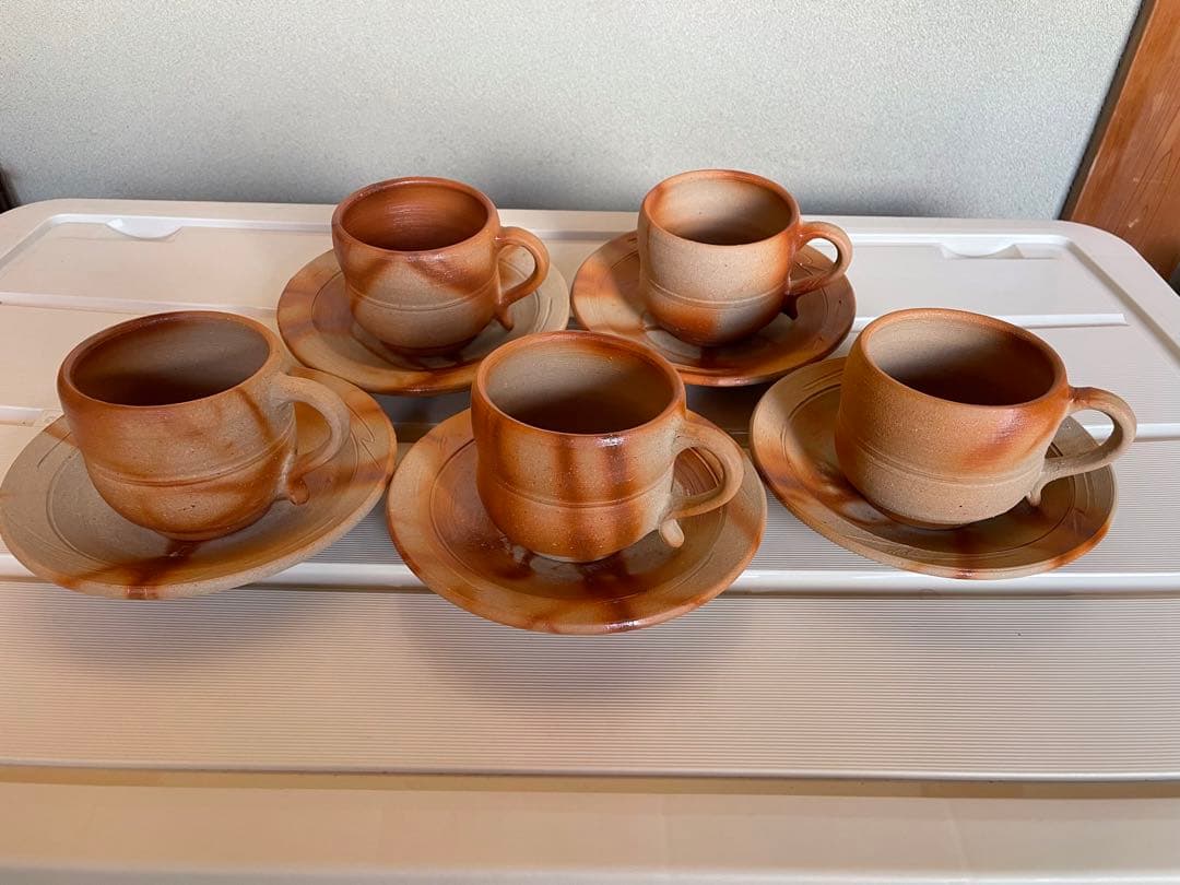 (ちゃそ断捨離さん専用)備前焼コーヒーカップ5客セット(山口正倫作)