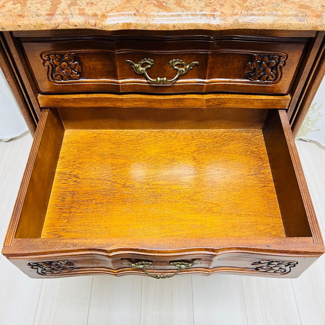 クラウディオ 猫脚 3段チェスト アンティーク イタリア製 大理石 天板