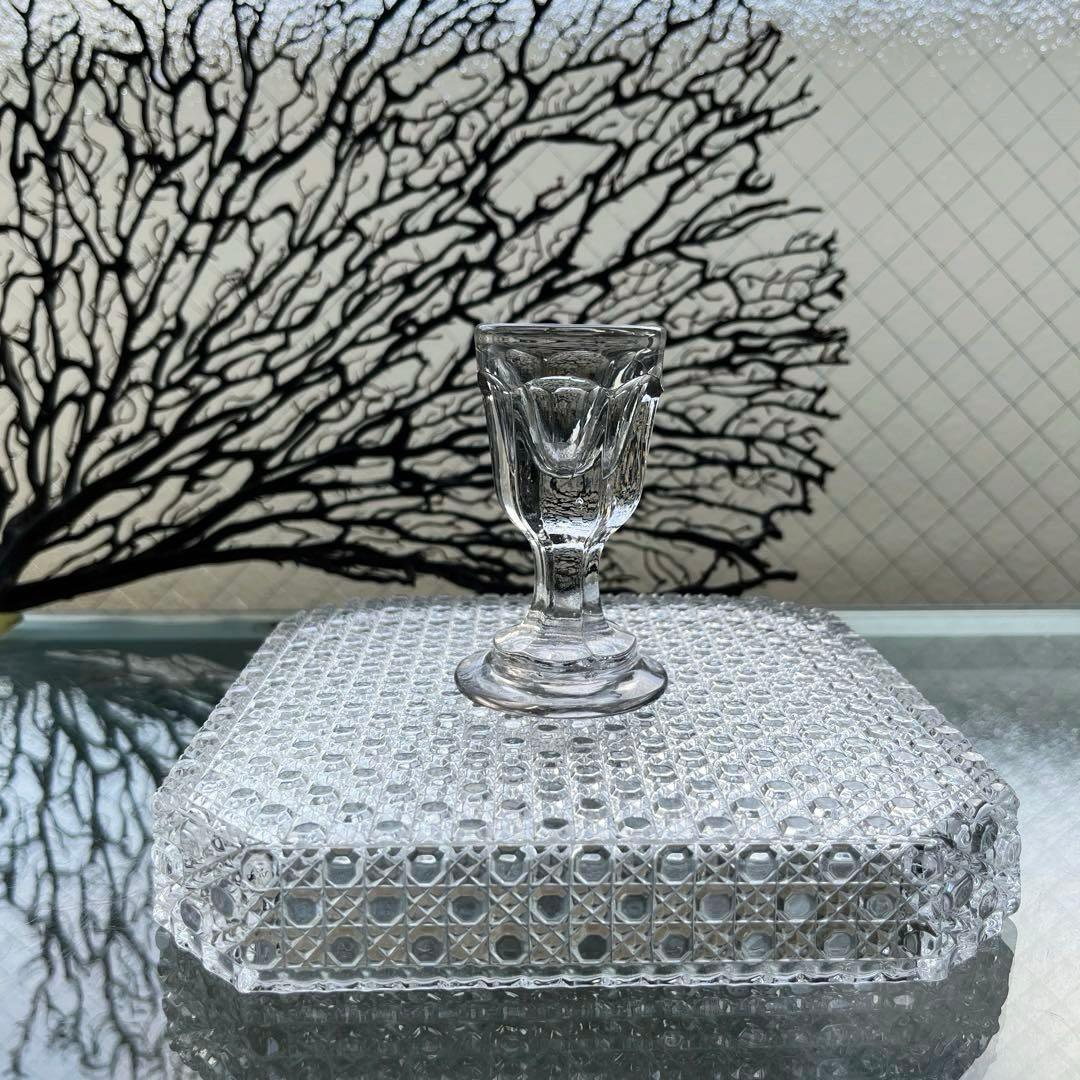 骨董　時代ガラス　厚底　トロンプルイユ　リキュールグラス　盃　酒器　ウラン①