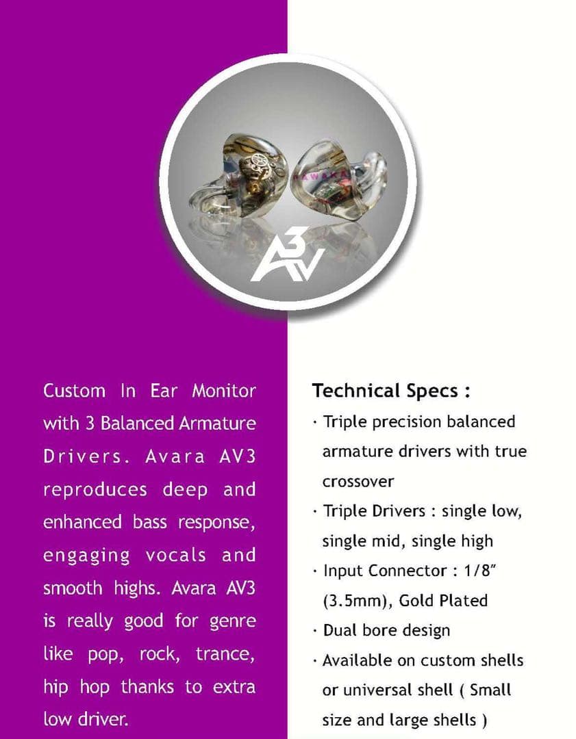 Avara AV3 カスタム iem
