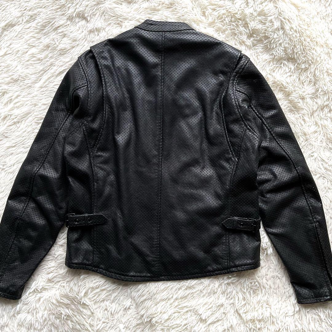 美品✨カドヤ　パンチング　レザージャケット　シングルライダース　3L ブラック